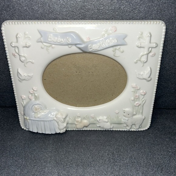 Russ Berrie And Company Other - Russ Berrie Baby's First Baptism Ceramic Photo Frame Christening Keepsake